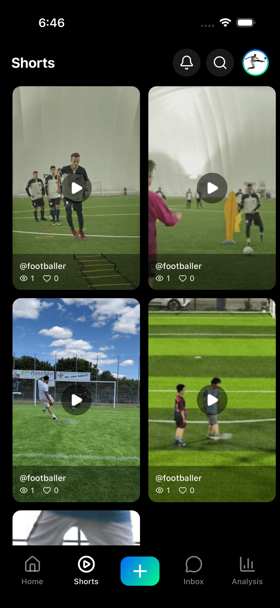 Scout Me Pro app showing short-form football highlight videos